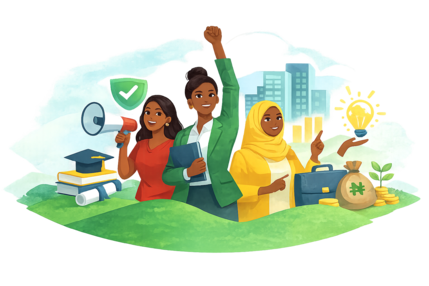 Women empowerment through leadership, entrepreneurship, economic inclusion, and community development.