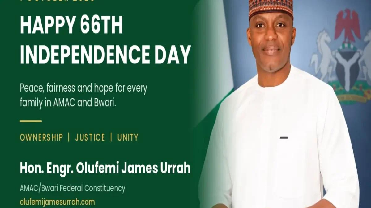 Olufemi James Urrah delivering a Nigeria Independence Day message to AMAC and Bwari residents 1280 x 1000 px