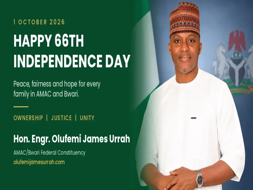 Olufemi James Urrah delivering a Nigeria Independence Day message to AMAC and Bwari residents 1280 x 1000 px